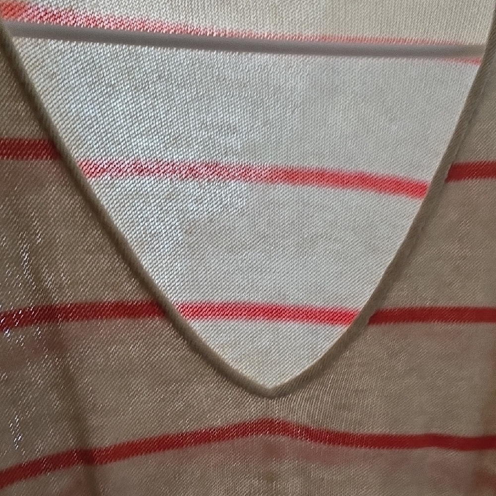 Old Navy Cream and Red V-Neck Sweater